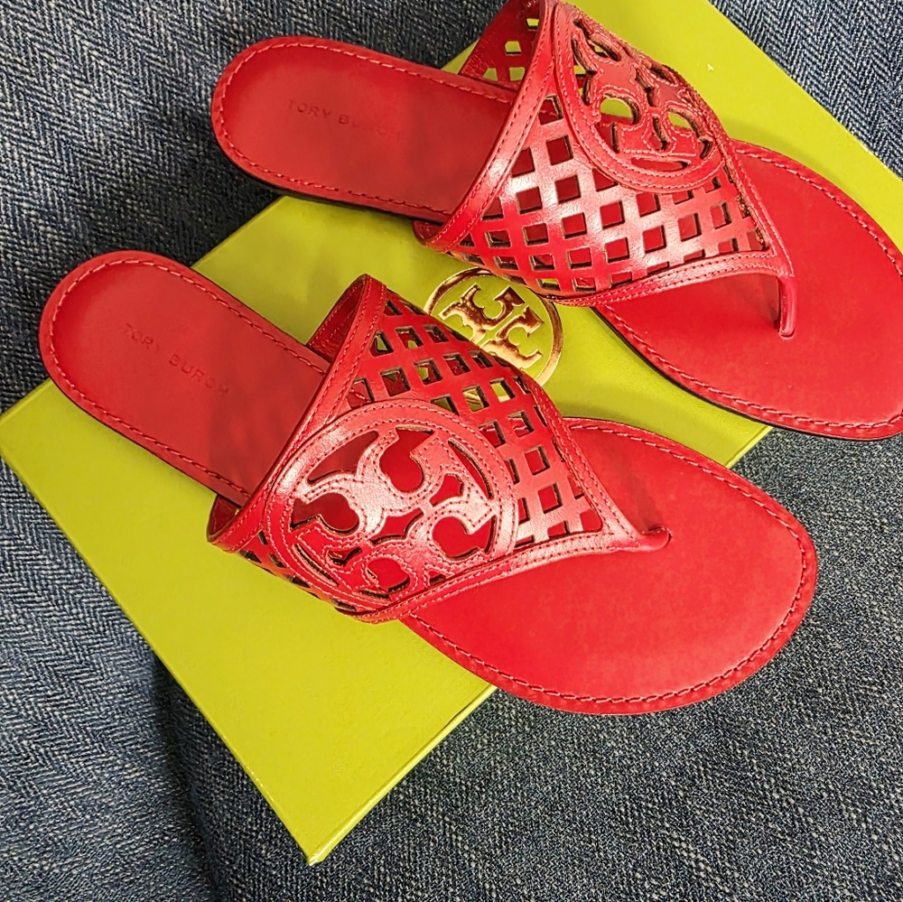 Tory Burch Red Cutout Sandals